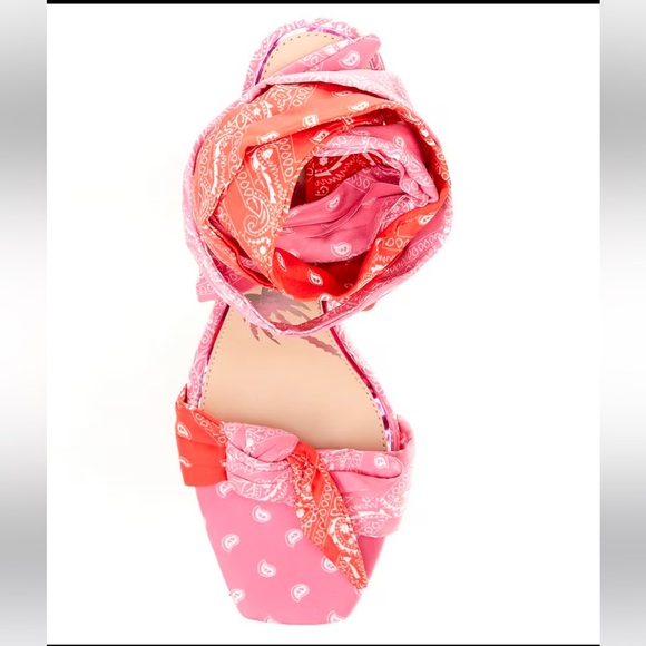New Gianni Bini
x DANNIJO Misch Bandana Colorblock Print Ankle Wrap Bow Sandals - Picture 8 of 16